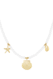 Parelketting met zeebedels - Goud kleur