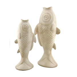Aardewerk vaas vis beige