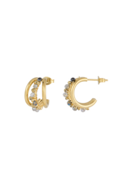 Bead bliss oorbellen - grijs & goud
