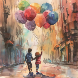 Tegeltje - ballonnen kinderen