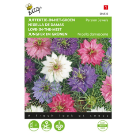 Nigella damascena 'Persian Jewels Mix’, Juffertje in het groen