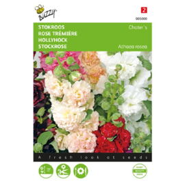 Alcea rosea 'Chaters Mix', Stokroos