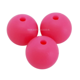 Silicone Kraal Raspberry Pink 15mm | voor het maken van een bijtring