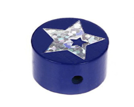 Schijfkraal Ster Glitter Donker Blauw 20mm
