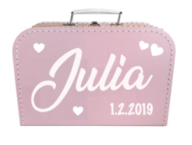 Kinder Koffertje met naam en geboortedatum model Julia, 25cm