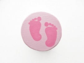Speenkoord Kraal Babyvoetjes Pastel Roze/Fuchsia Roze 16mm