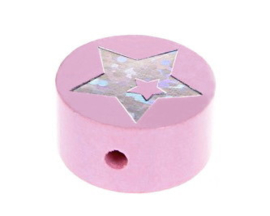 Schijfkraal Ster Glitter Roze 20mm