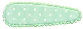 Compleet Haarspeldje (Hoesje+KlikKlak)  Mint groen met witte stippen 5cm