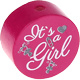 Speenkoord Kraal It's a Girl Donker Roze 20mm