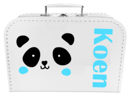 Kinder Koffertje met naam en pandabeer model Koen, 25cm