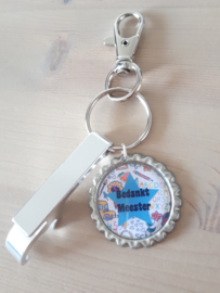 Sleutelhanger Bedankt Meester met blikopener | Licht Blauw/Wit