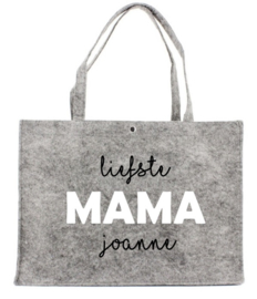 Vilten tas met opdruk Liefste MAMA ..... |  Leuk kado voor bijv. Moederdag