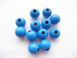 Speenkoord Kraal Hout Midden Blauw 12mm