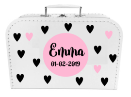 Kinder Koffertje met naam en geboortedatum model Emma, 25cm