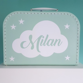 Kinder Koffertje met naam in wolk model Lukas, 25cm