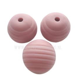 Siliconen Ribbel kraal rond 15mm Blush | voor het maken van een spenenkoord