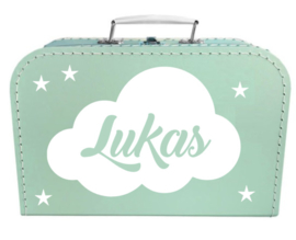 Kinder Koffertje met naam in wolk model Lukas, 25cm
