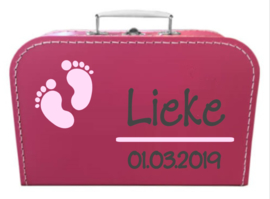 Kinder Koffertje met naam en geboortedatum model Lieke, 25cm