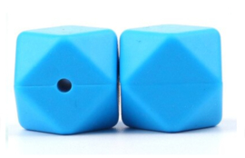 Siliconen Kraal Hexagon 17mm Sky Blauw