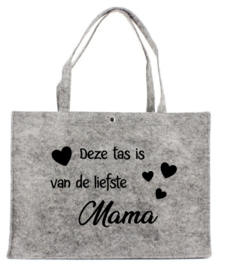 Vilten tas met opdruk  ''Deze tas is van de liefste mama' | Moederdag