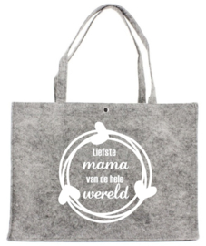 Vilten tas met opdruk Liefste mama van de hele wereld | Leuk kado voor bijv. Moederdag