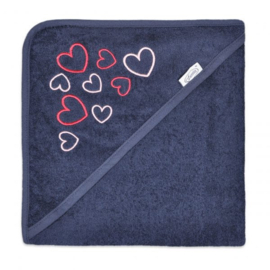 Badcape met hartjes navy*