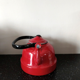 Oude vintage emaille ketel rood ø18 cm