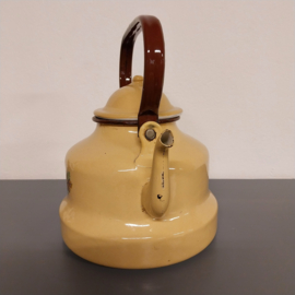 Oude vintage emaille ketel bloem ø20 cm