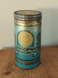 Oud siroopwafelblik Gouda  ø10,7*22,5 cm