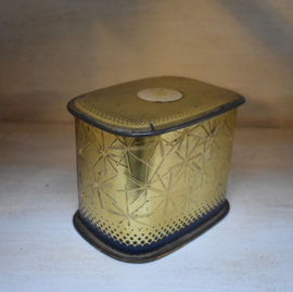 Oud blikje "RonningKaffee"goud 14 *10 *11,5 cm