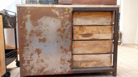 Industriële ladekast met schuifdeur 121,5*45*91 cm