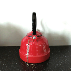 Oude vintage emaille ketel rood ø18 cm