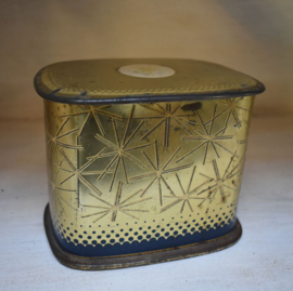 Oud blikje "RonningKaffee"goud 14 *10 *11,5 cm