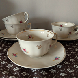 Brocante kopjes bloem set 4 stuks