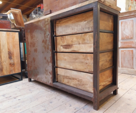Industriële ladekast met schuifdeur 121,5*45*91 cm