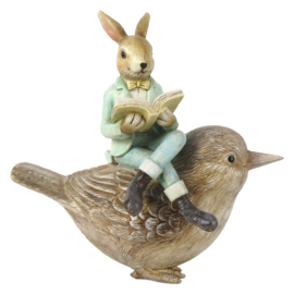 Decoratie paashaas met vogel (Clayre & Eef)