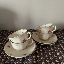 Brocante kopjes bloem set 4 stuks
