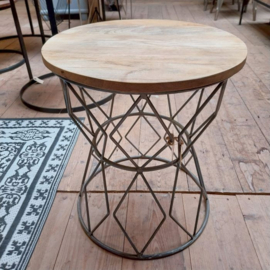 Bijzettafeltje teak metaal Varios ø42*48 cm