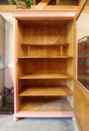 Oude eendeurs servieskast zalmroze 112*49*183 cm