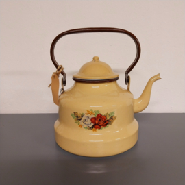 Oude vintage emaille ketel bloem ø20 cm