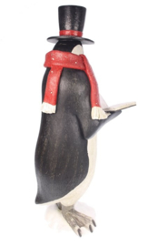 Pinguin met boek en rode sjaal (Meander)