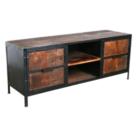Industrieel dressoir teakhout metaal 150*45*60 cm