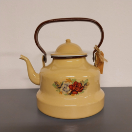 Oude vintage emaille ketel bloem ø20 cm