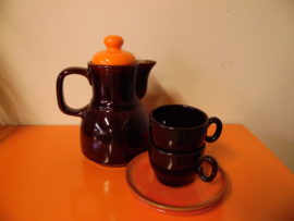 Retro theeservies oranje bruin