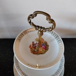 Oude witte etagère 3-laags klassiek brocante ø23,5*31 cm