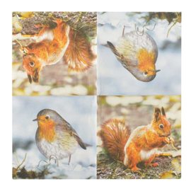 Papieren servetten roodborst/eekhoorn Esschert Design 33*33 cm