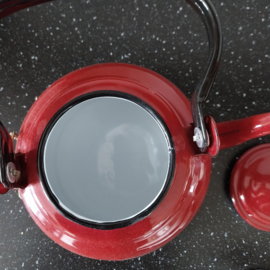 Oude vintage emaille ketel rood ø18 cm