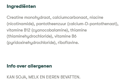 Creatine+ Ingredienten