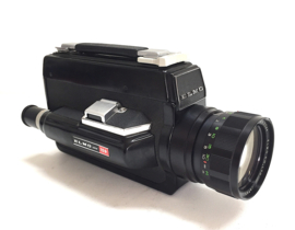 Elmo super 106  Year: 1969-75 Lens: Elmo zoom 1,8 / 8 - 50 mm voor Super 8 films, vele mogelijkheden,(zonder film te belichten) getest motorisch en de belichtings meter werken prima, verder is de camera in goede staat