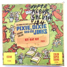 Nr.7568-- Super 8 SOUND,Pixie,Dixie ,Kit Kat Kit, tekenfilm, ongeveer 50 meter, goed van kleur Engels geluid, in orginele doos